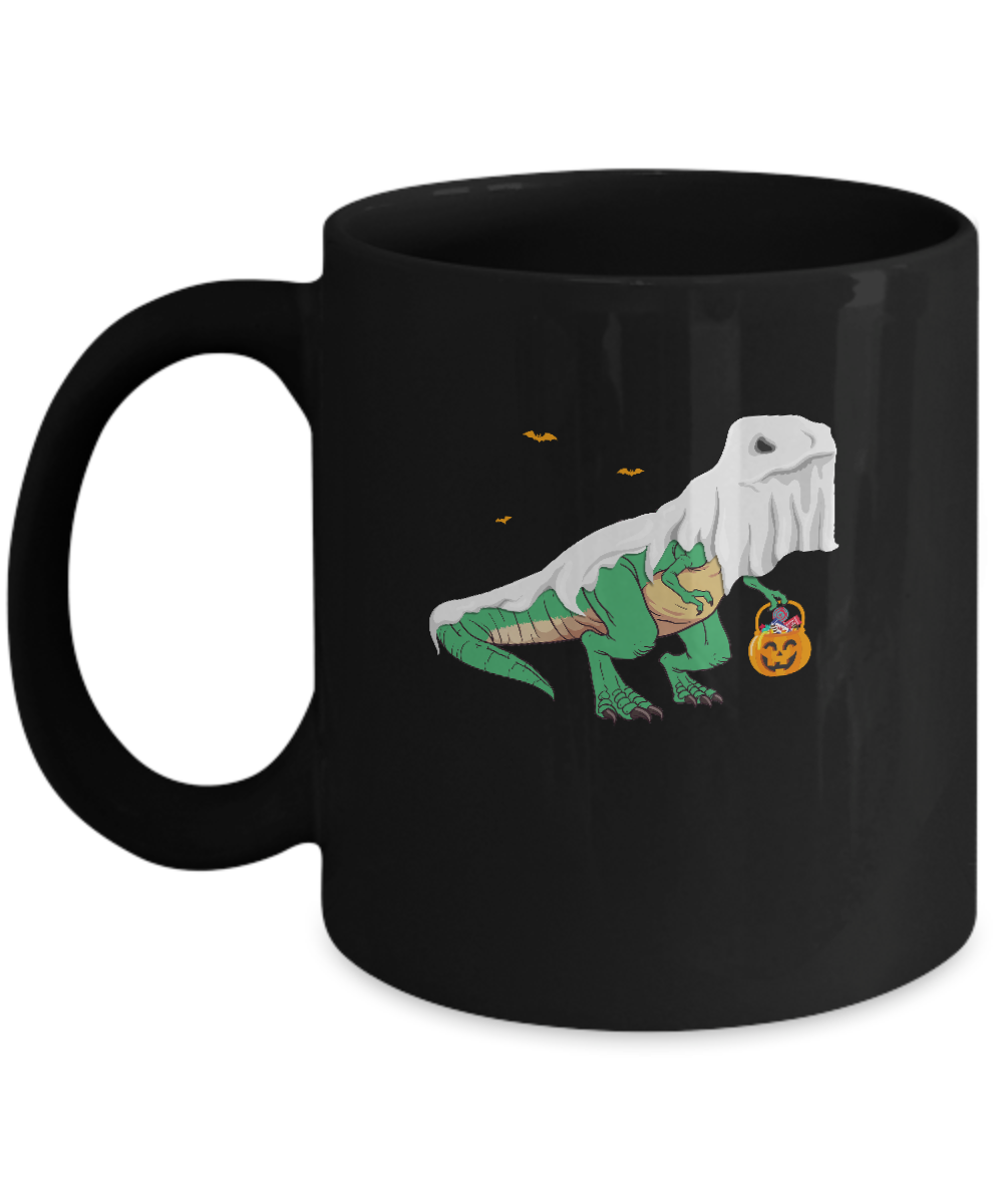 Halloween T Rex Dinosaur Ghost Trick Or Treat Mug-Coffee Mug-11oz Mug-Black