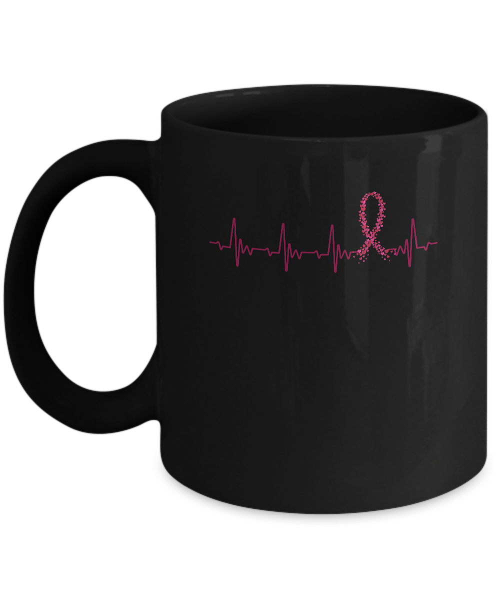 Multiple Myeloma Awareness Burgundy Ribbon Heartbeat Mug-Coffee Mug-11oz Mug-Black