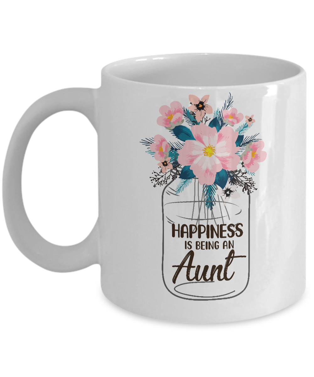 Happiness Is Being An Aunt Life Flower Aunt Gifts Mug-Coffee Mug-11oz Mug-White
