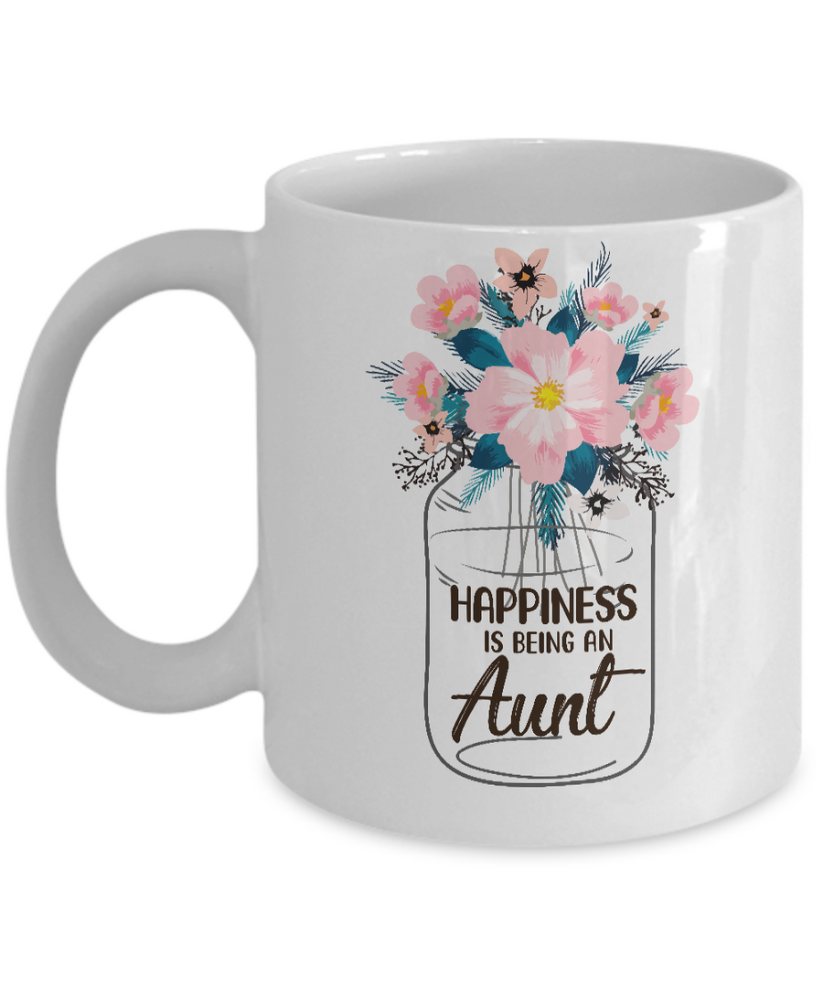 Happiness Is Being An Aunt Life Flower Aunt Gifts Mug-Coffee Mug-11oz Mug-White