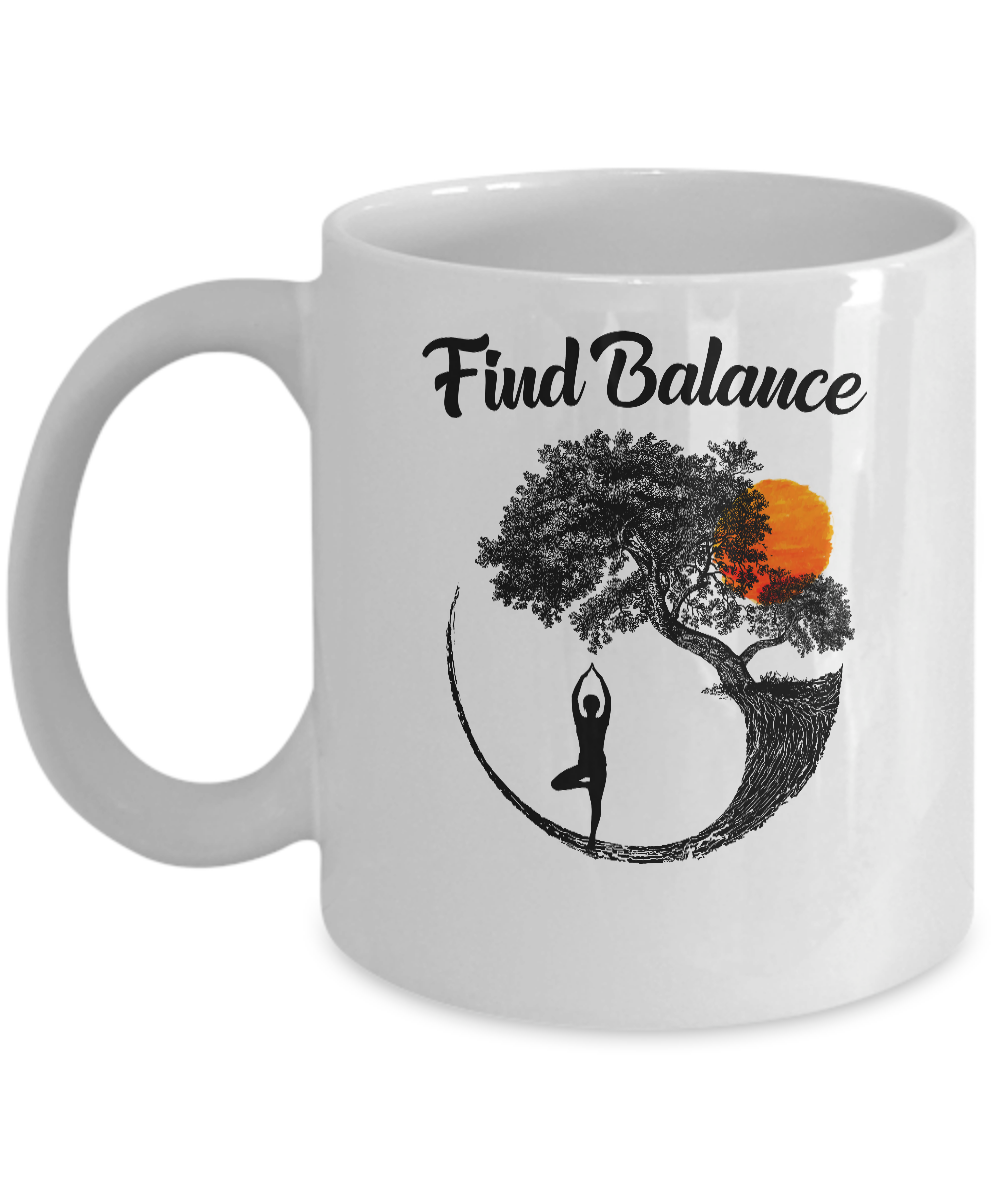 Find Balance Yin Yang Tree Yoga Lover Gift Mug