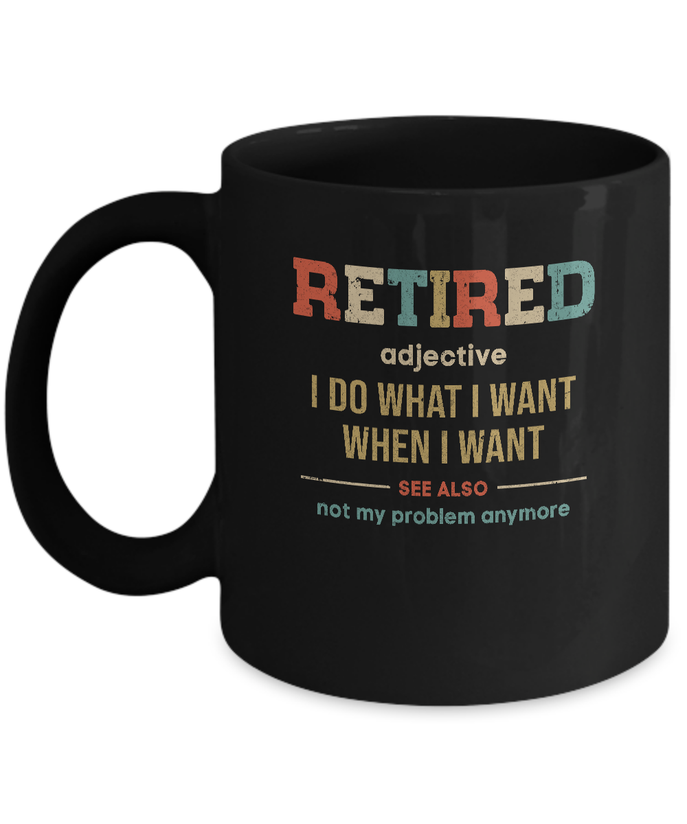 Vintage Retired Definition Funny Retirement Gift Mug-Coffee Mug-11oz Mug-Black