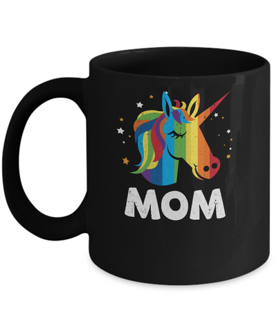 LGBT Pride Lesbian Gay Proud Mom Unicorn Mug-Coffee Mug-11oz Mug-Black