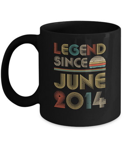 Legend Since June 2014 Vintage 7th Birthday Gifts Youth Mug-Coffee Mug-11oz Mug-Black