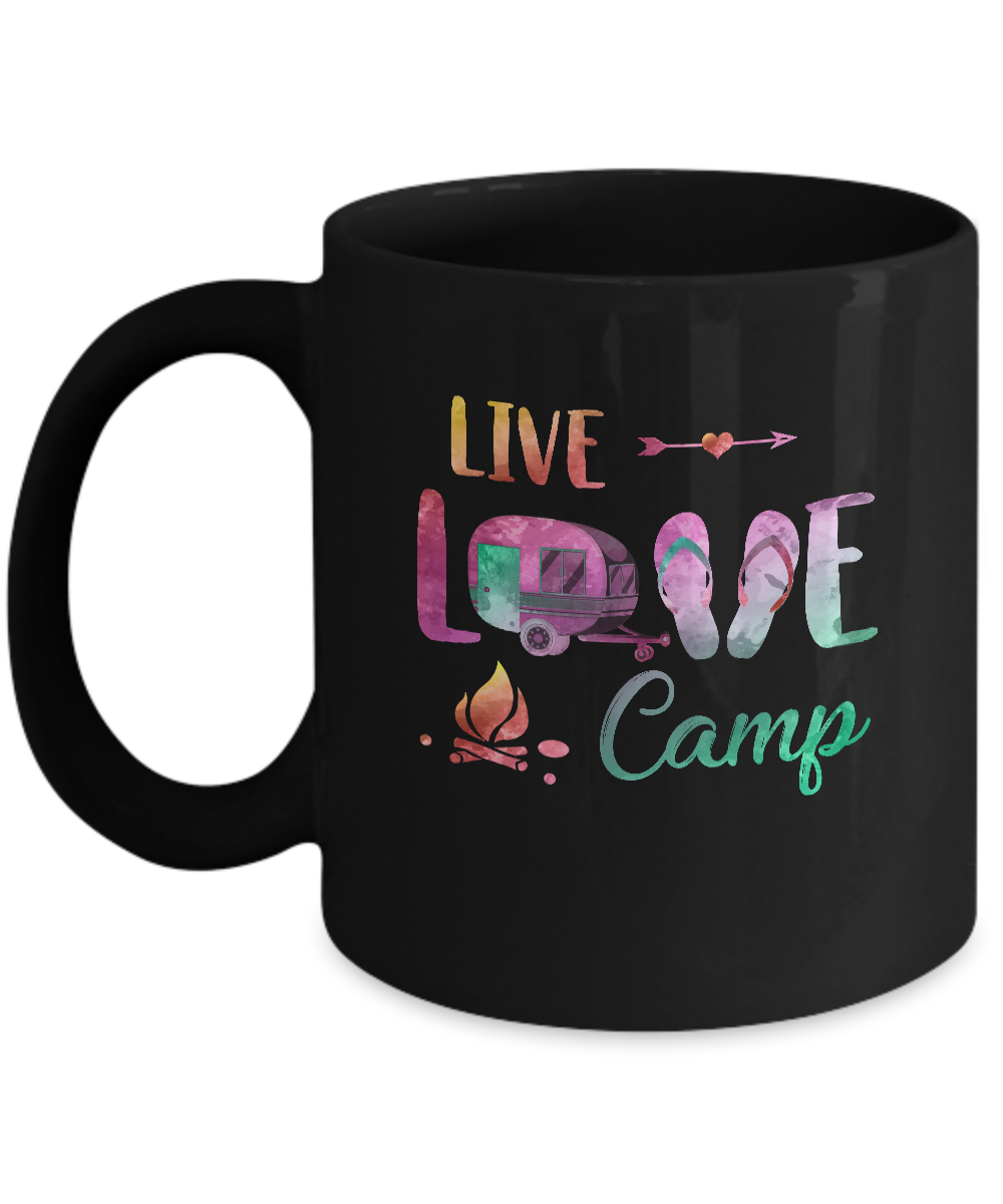 Live Love Camp Car Flip Flops Camping Gifts Mug-Coffee Mug-11oz Mug-Black