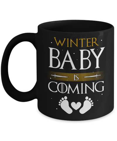 Winter Baby Is Coming Humor Maternity Pregnant Mug-Coffee Mug-11oz Mug-Black