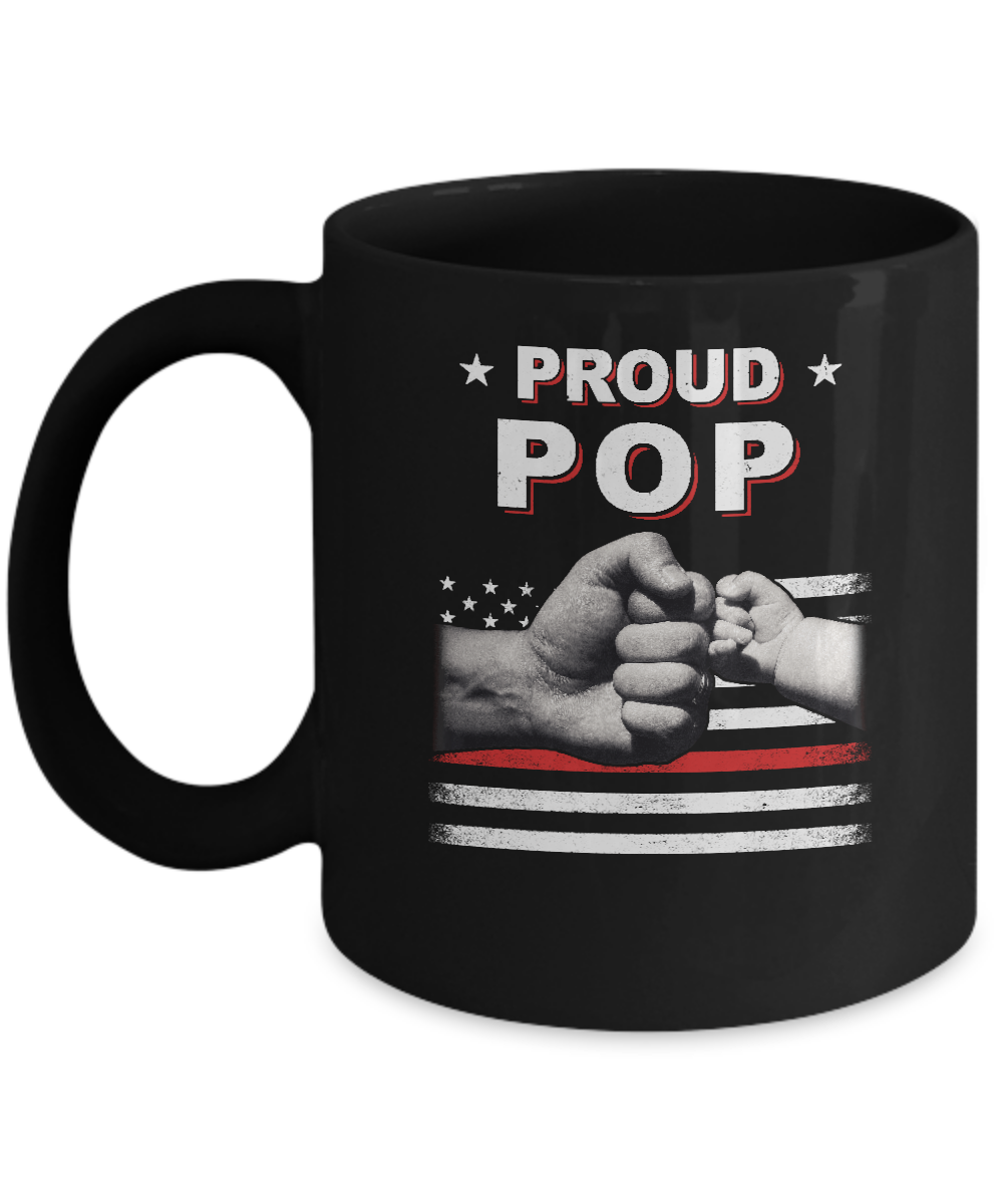 Proud Pop Fireman Firefighter Thin Red Line Flag Fathers Day Mug