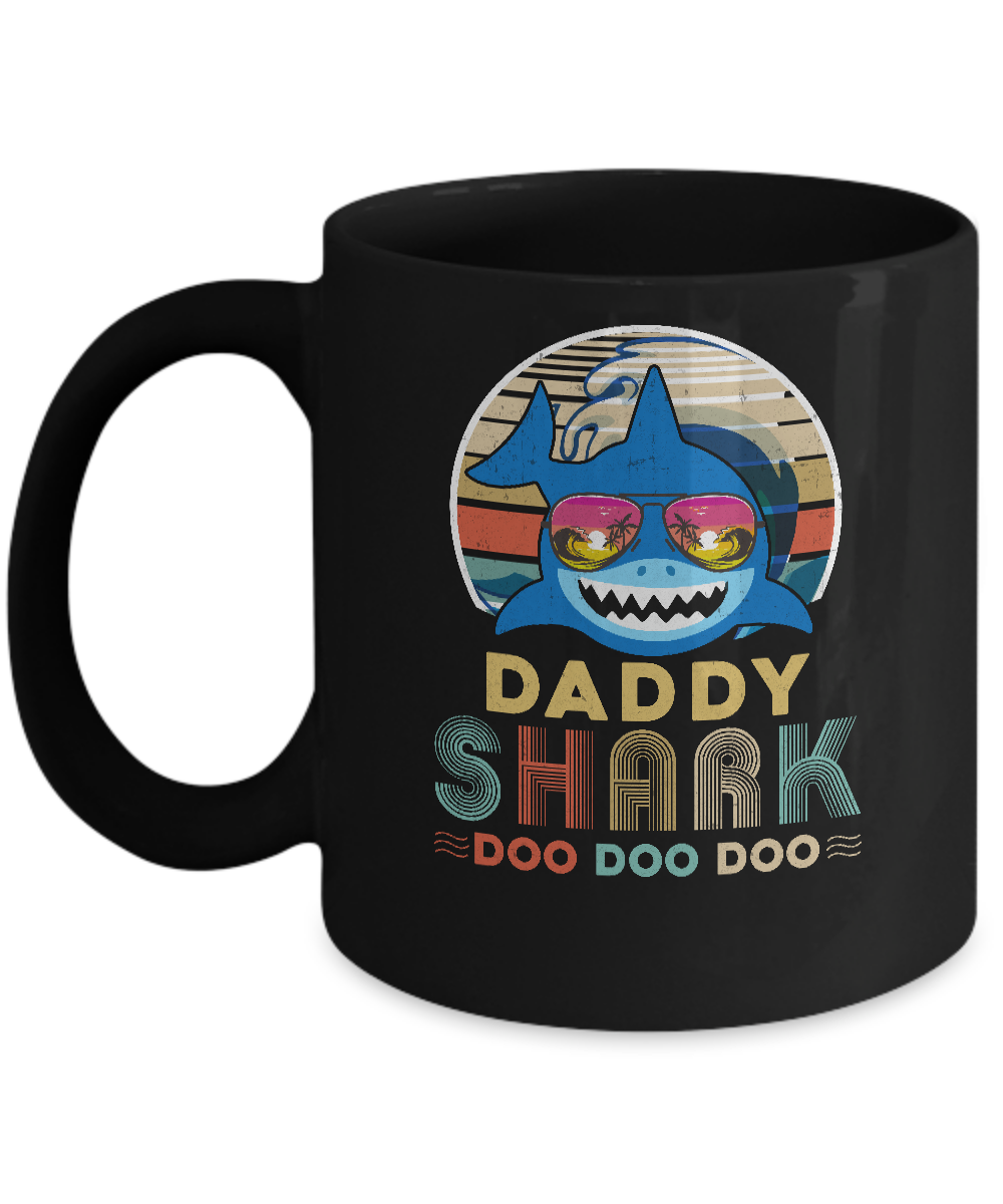 Retro Vintage Daddy Shark Doo Doo Doo Mug-Coffee Mug-11oz Mug-Black