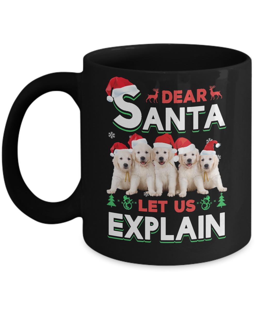 Dear Santa Funny Golden Retriever Puppies Christmas Gift Mug-Coffee Mug-11oz Mug-Black