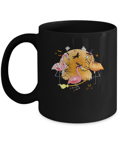 Flamingo Lover Funny Pumpkin Halloween Party Mug-Coffee Mug-11oz Mug-Black