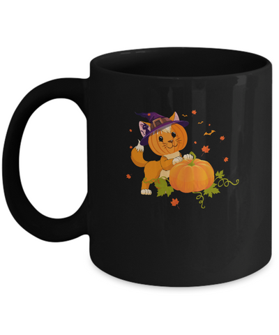 Funny Halloween Cat Pumpkin Costume Mug-Coffee Mug-11oz Mug-Black