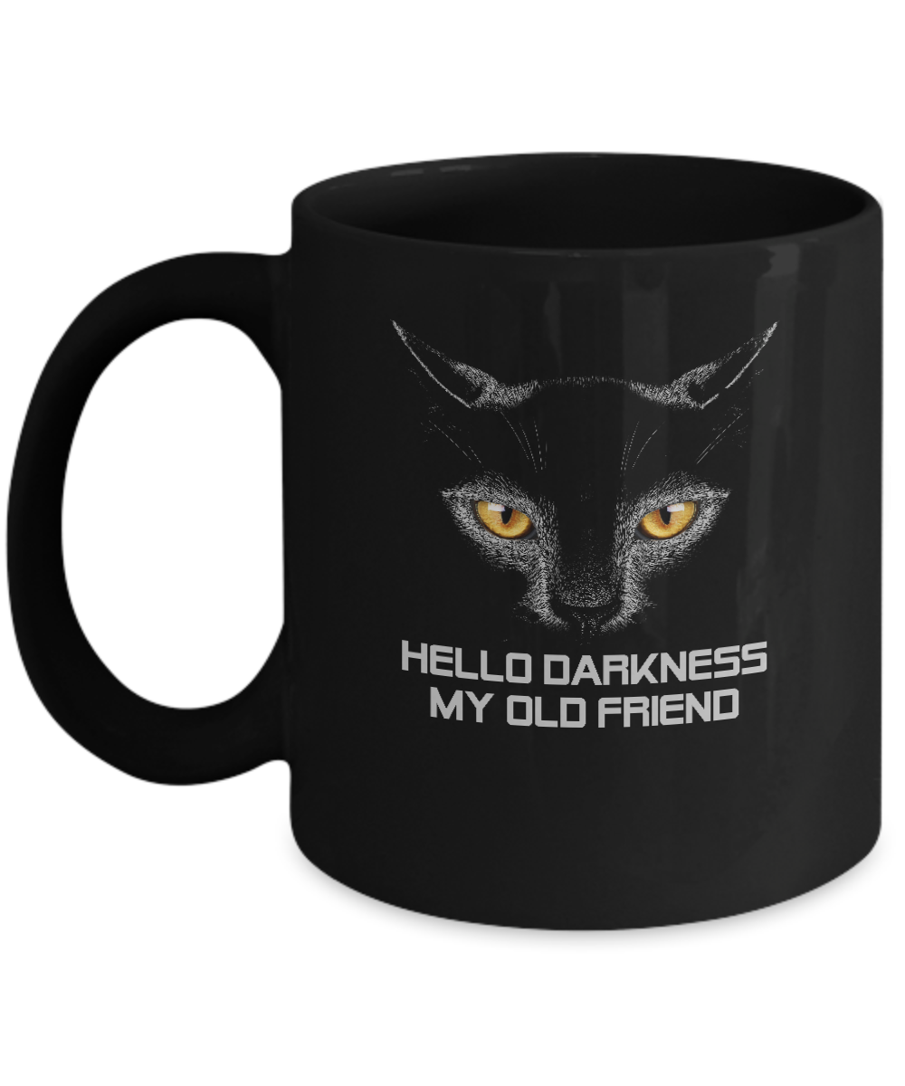 Halloween Hello Darkness My Old Friend Black Cat Mug-Coffee Mug-11oz Mug-Black