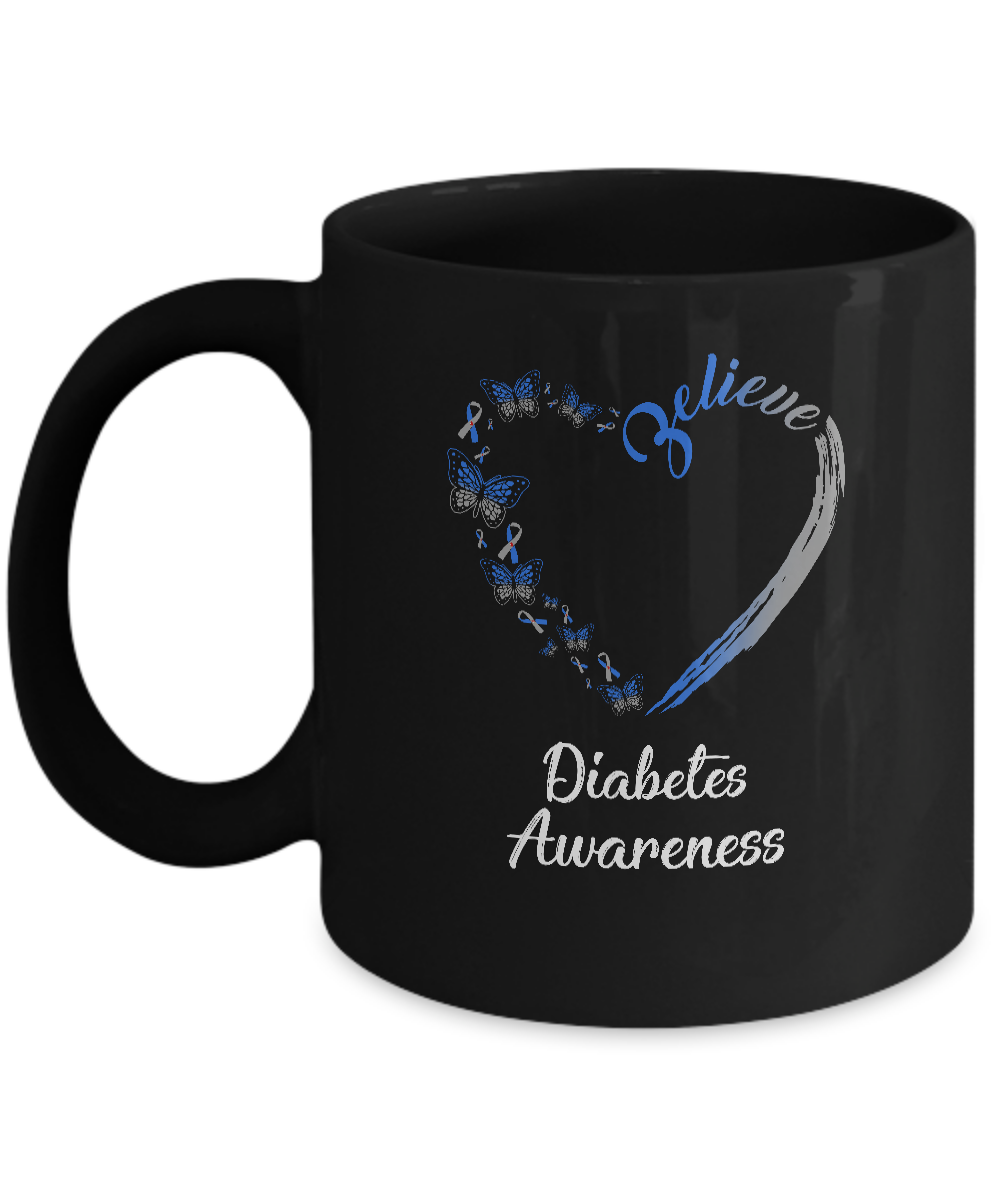 Butterfly Believe Diabetes Awareness Ribbon Gifts Mug