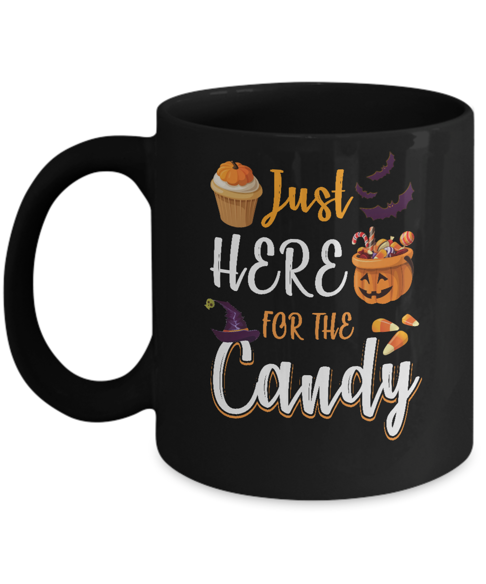 Just Here For The Candy Funny Halloween Kids Boy Girl Mug-Coffee Mug-11oz Mug-Black