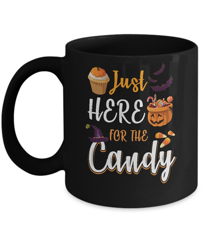 Just Here For The Candy Funny Halloween Kids Boy Girl Mug-Coffee Mug-11oz Mug-Black