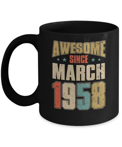 Vintage Retro Awesome Since March 1958 63th Birthday Mug-Coffee Mug-11oz Mug-Black