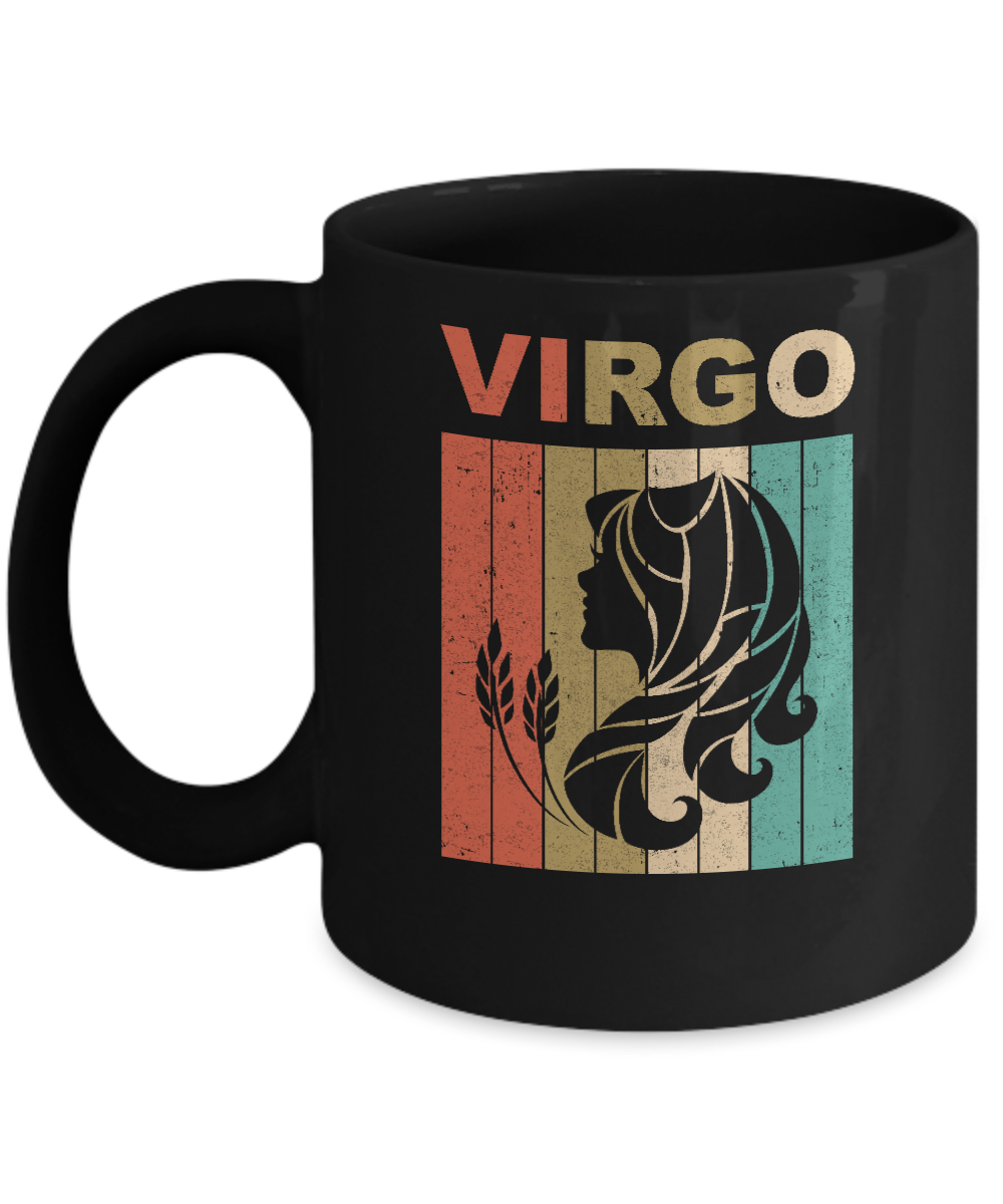 Vintage Virgo Zodiac August September Birthday Gift Mug-Coffee Mug-11oz Mug-Black