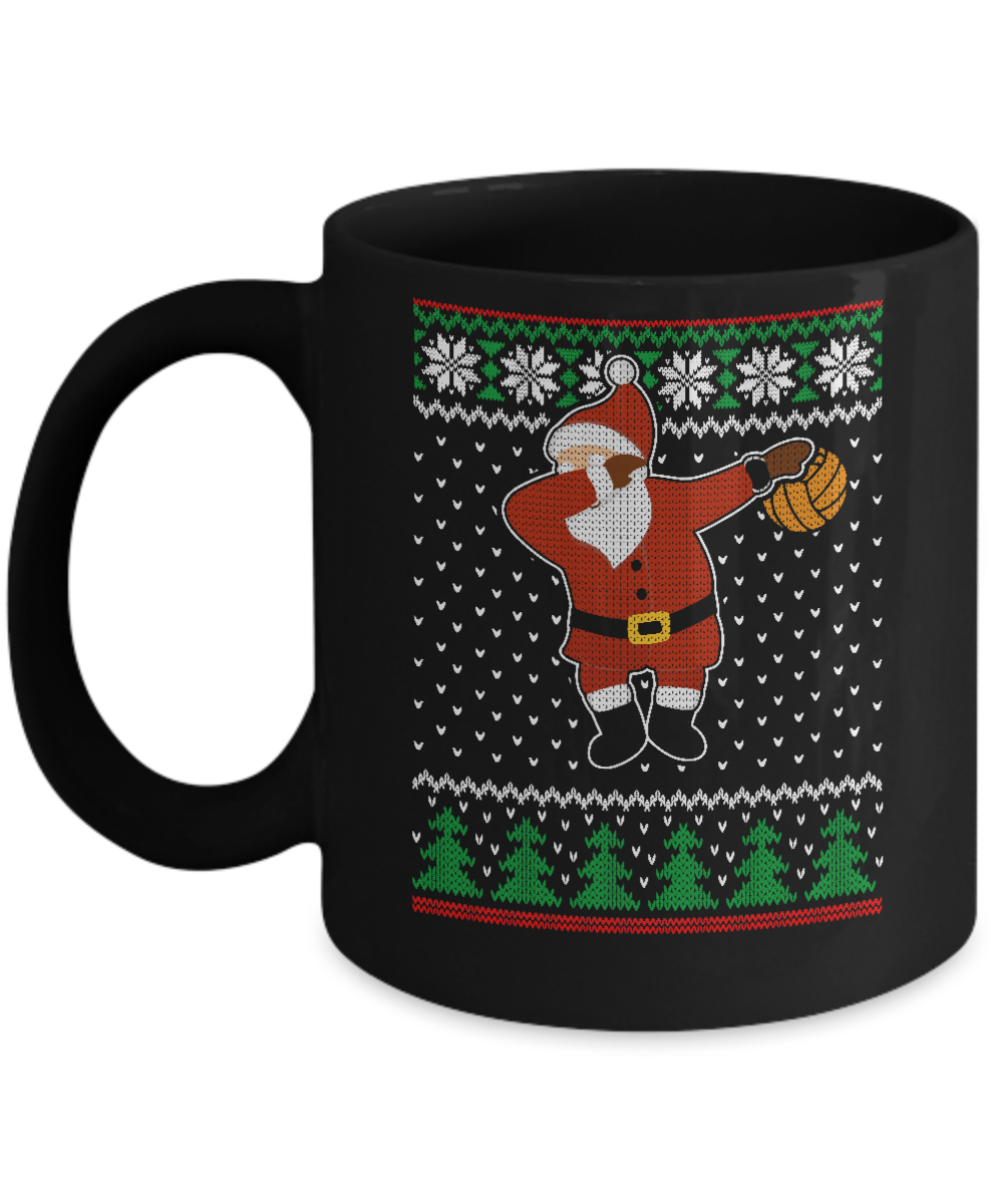 Dabbing Santa Volleyball Ugly Sweater Christmas Mug-Coffee Mug-11oz Mug-Black