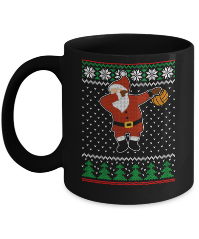 Dabbing Santa Volleyball Ugly Sweater Christmas Mug-Coffee Mug-11oz Mug-Black