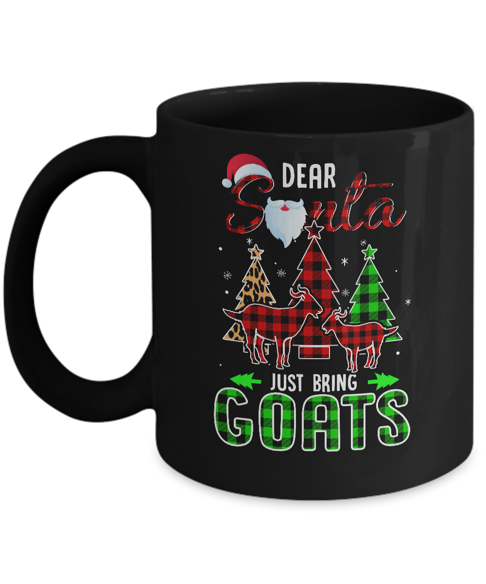 Dear Santa Just Bring Goats Christmas Gift Buffalo Plaid Mug-Coffee Mug-11oz Mug-Black
