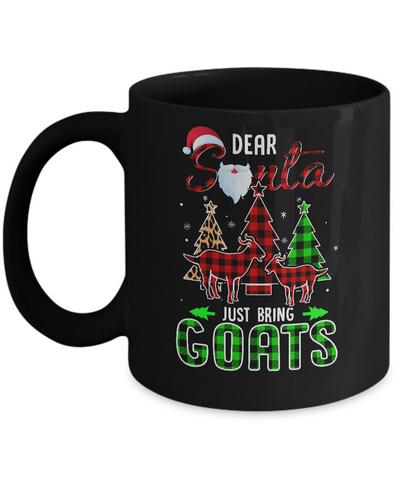 Dear Santa Just Bring Goats Christmas Gift Buffalo Plaid Mug-Coffee Mug-11oz Mug-Black