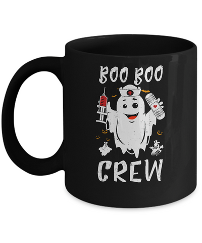 Boo Boo Crew Nurse Ghost Girls Funny Halloween Costume Mug-Coffee Mug-11oz Mug-Black
