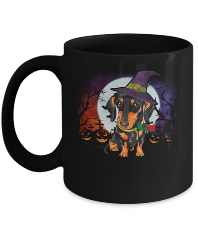 Cute Halloween Dachshund Puppy Pumpkins Mug-Coffee Mug-11oz Mug-Black