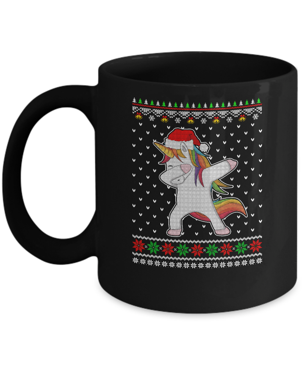 Dabbing Tangled Lights Ugly Christmas Sweater Girls Mug-Coffee Mug-11oz Mug-Black