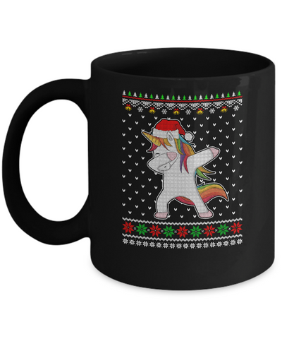 Dabbing Tangled Lights Ugly Christmas Sweater Girls Mug-Coffee Mug-11oz Mug-Black