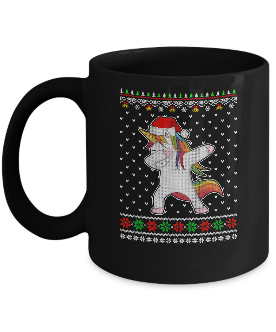 Dabbing Tangled Lights Ugly Christmas Sweater Girls Mug-Coffee Mug-11oz Mug-Black