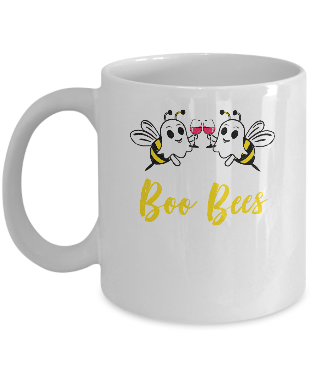 Boo Bees Drink Wine Women Funny Halloween Costume Mug-Coffee Mug-11oz Mug-White