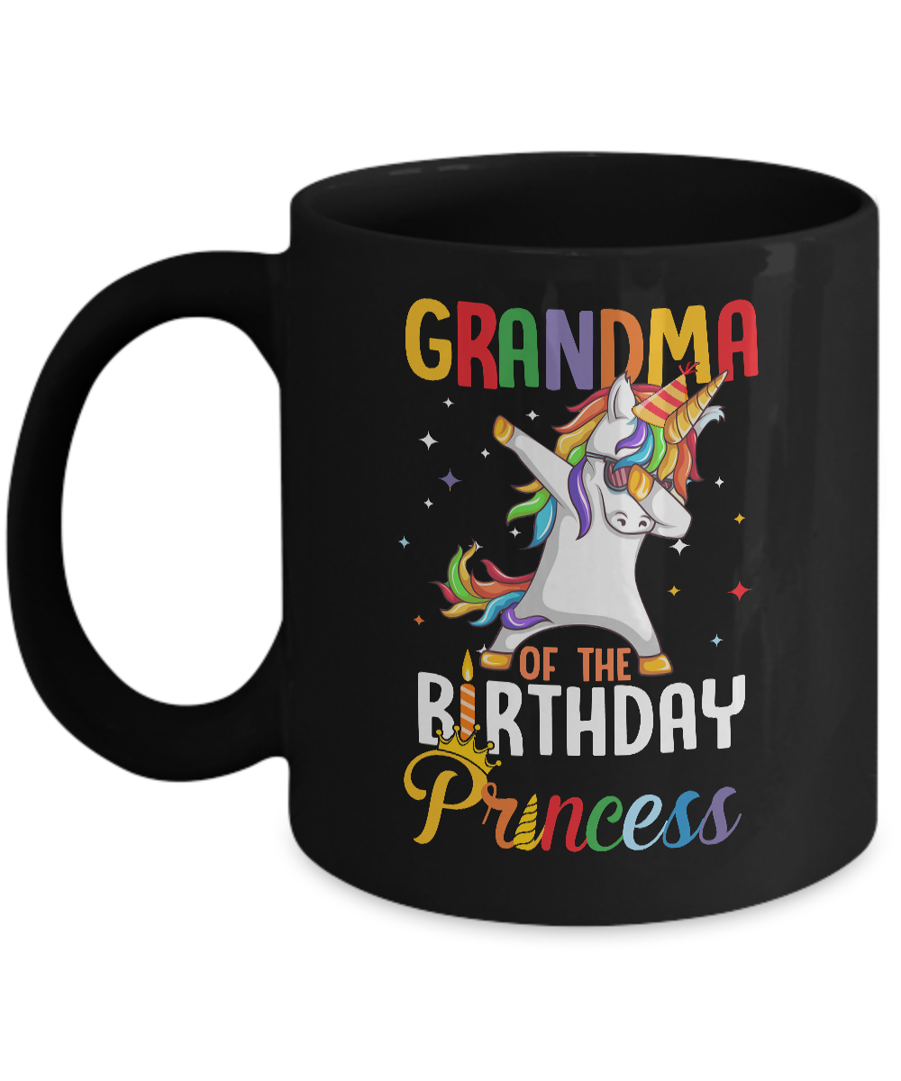 Grandma Of The Birthday Girl Dabbing Unicorn Party Mug-Coffee Mug-11oz Mug-Black