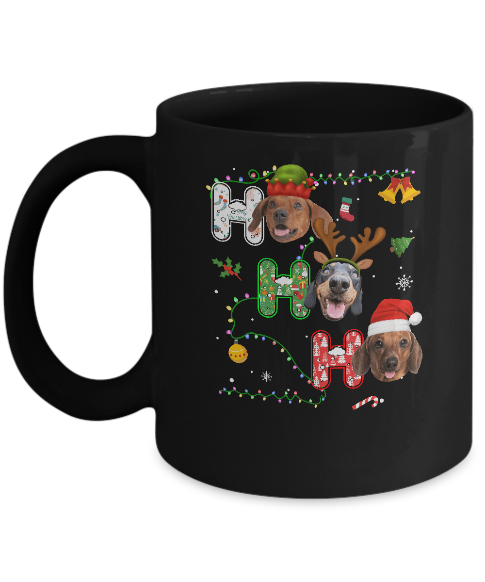 Christmas Ho Ho Ho Dachshund Lover Funny Xmas Gift Mug-Coffee Mug-11oz Mug-Black