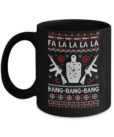 Bang Bang Bang AR-15 Gun Point Ugly Christmas Sweater Mug-Coffee Mug-11oz Mug-Black