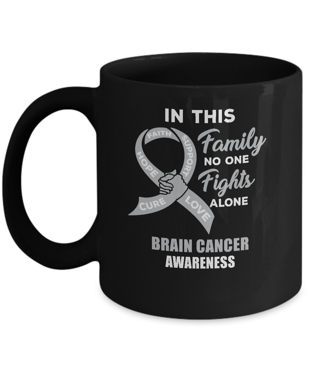 In This Family No One Fights Alone Brain Cancer Mug-Coffee Mug-11oz Mug-Black