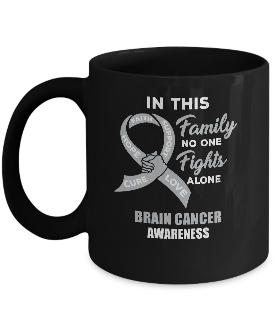 In This Family No One Fights Alone Brain Cancer Mug-Coffee Mug-11oz Mug-Black
