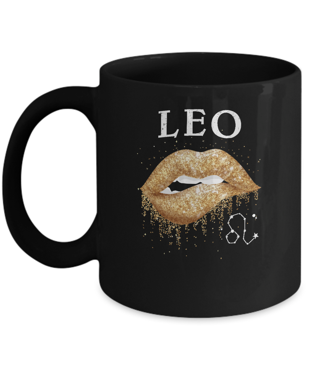 Leo Zodiac July August Birthday Gift Golden Lipstick Mug