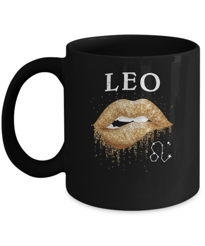 Leo Zodiac July August Birthday Gift Golden Lipstick Mug-Coffee Mug-11oz Mug-Black