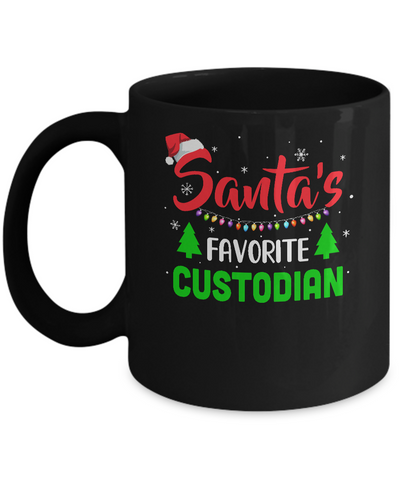 Santa's Favorite Custodian Funny Christmas Xmas Gifts Mug-Coffee Mug-11oz Mug-Black