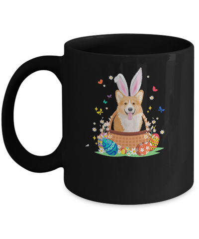 Corgi Bunny Hat Rabbit Easter Eggs Mug-Coffee Mug-11oz Mug-Black