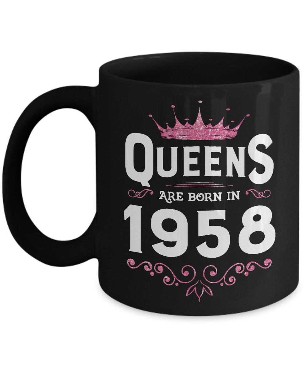 Queens Are Born In 1958 Birthday Gift-Coffee Mug-11oz Mug-Black