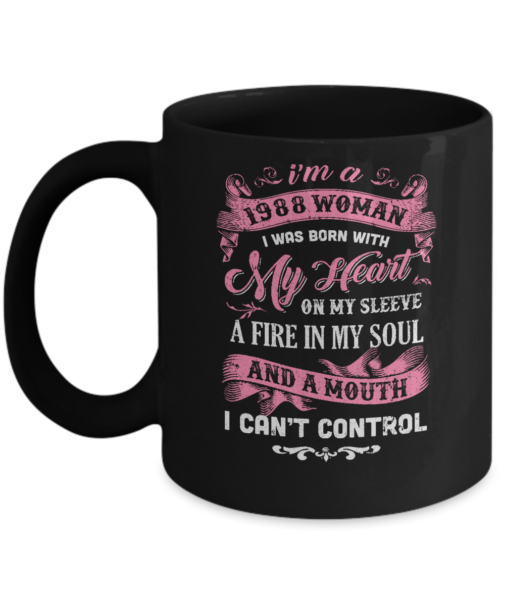 Vintage 1988 Woman 34 Birthday I Was Born With My Heart Mug