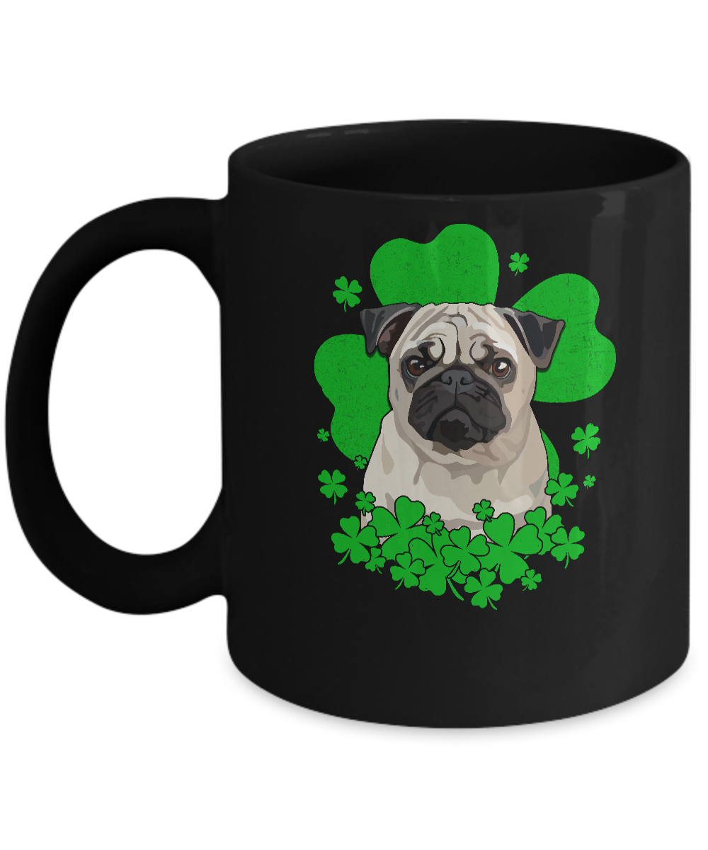 Pug St. Patrick's Day Clovers Mug-Coffee Mug-11oz Mug-Black