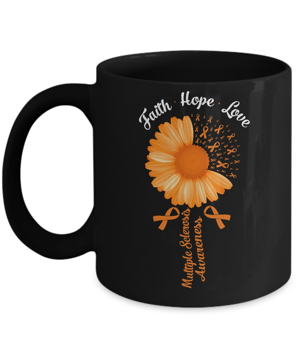 Faith Hope Love Orange Multiple Sclerosis Awareness Mug-Coffee Mug-11oz Mug-Black