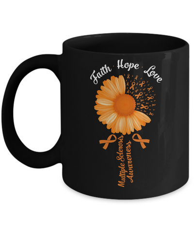 Faith Hope Love Orange Multiple Sclerosis Awareness Mug-Coffee Mug-11oz Mug-Black