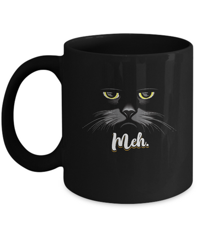 Funny Halloween Cat Meh Gift Mug-Coffee Mug-11oz Mug-Black
