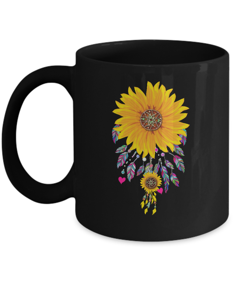 Native Dream Catcher Sunflower Mug-Coffee Mug-11oz Mug-Black