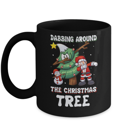 Dabbing Santa Around Christmas Tree Mug-Coffee Mug-11oz Mug-Black