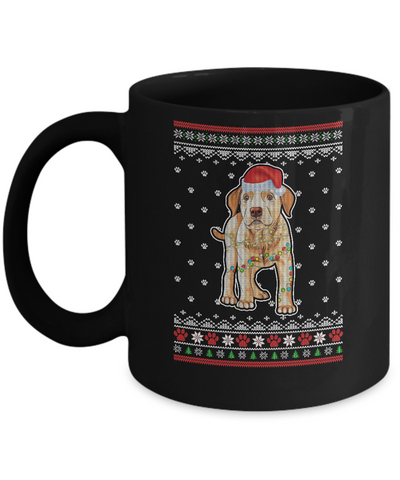 Labrador Christmas Ugly Sweater Lights Dog Xmas Gift Mug-Coffee Mug-11oz Mug-Black