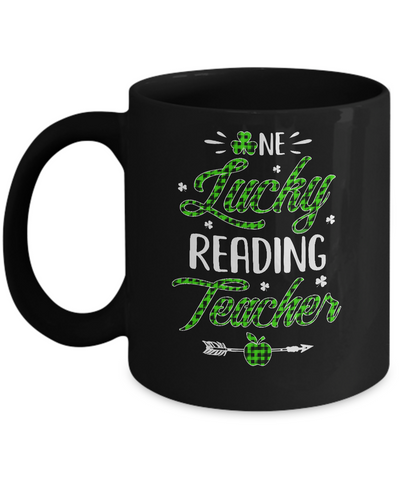 One Lucky Reading Teacher St Patricks Day Irish Gift Mug-Coffee Mug-11oz Mug-Black